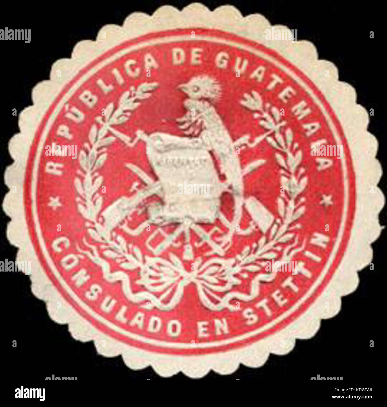 Siegelmarke Republica de Guatemala Consulado en Stettino W0214865 Foto Stock