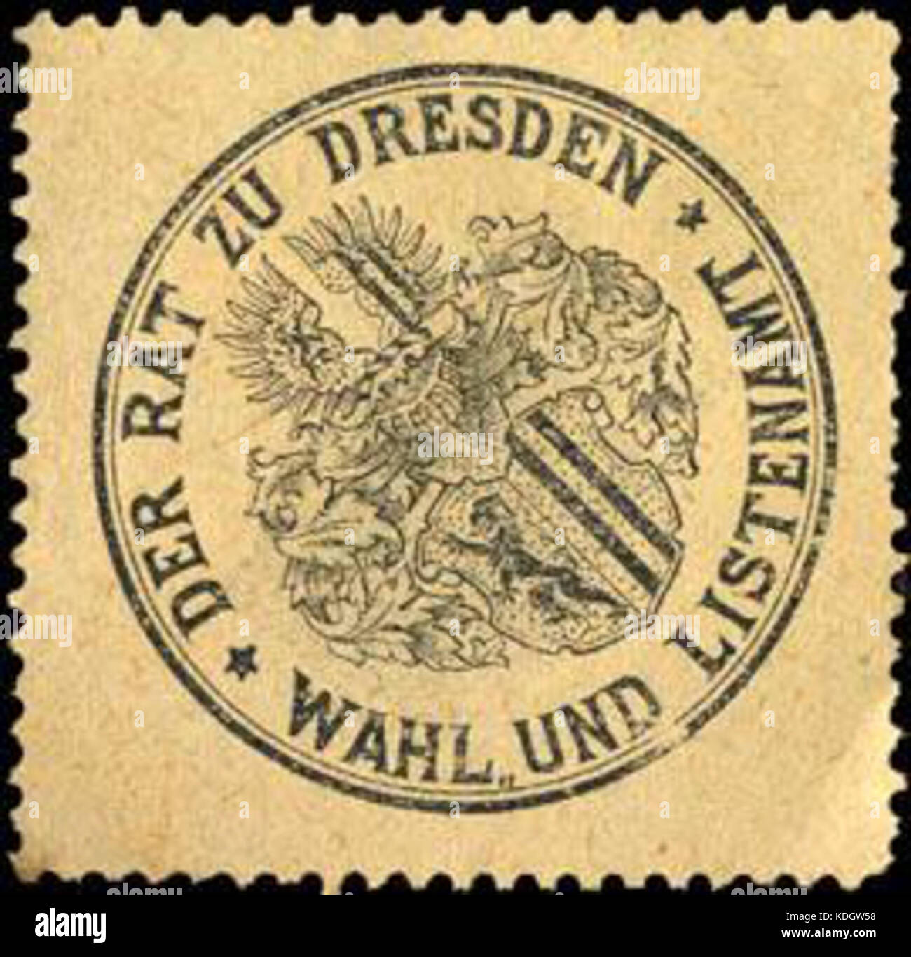 Siegelmarke Der Rat zu Dresden Wahl und Listenamt W0218122 Foto Stock
