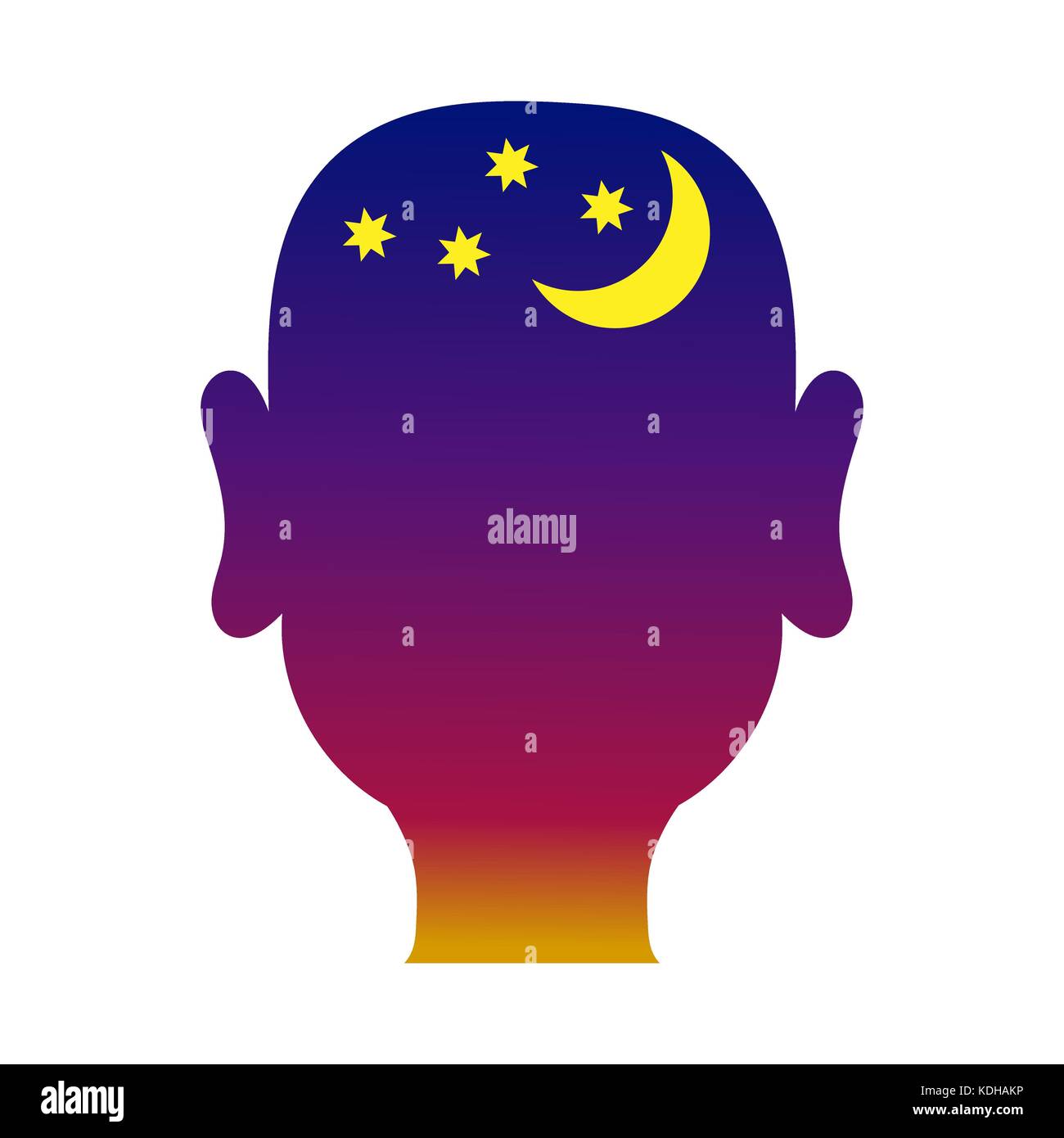 Testa di uomo delineano con sfondo di notte Illustrazione Vettoriale