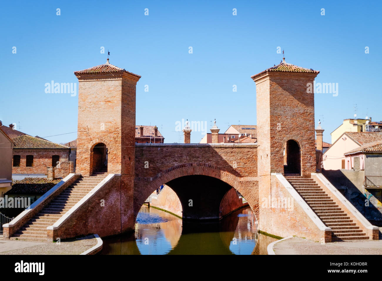 Comacchio, Italia. la piccola Venezia di emilia romagna, in provincia di Ferrara. Foto Stock