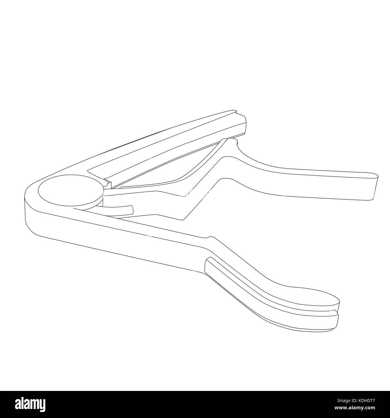 Guitar capo tool nero con profili colorati Foto Stock