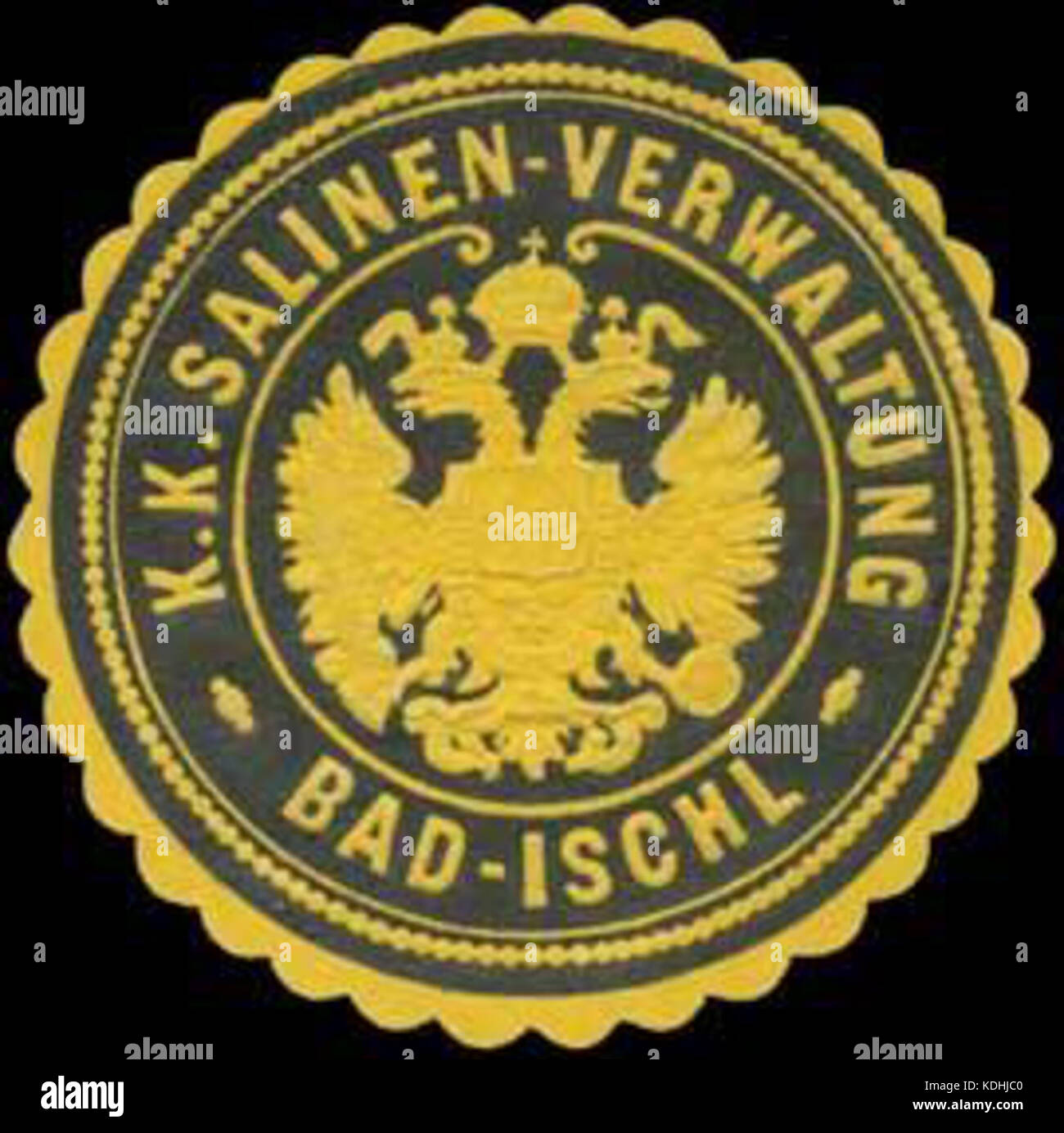 Siegelmarke K.K. Salinen Verwaltung Bad Ischl W0320955 Foto Stock