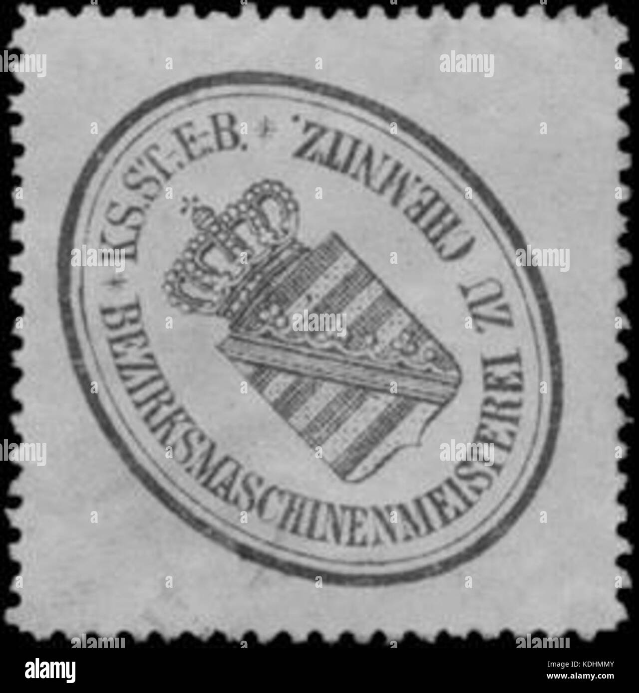 Siegelmarke K.S. S. E. B. Bezirksmaschinenmeisterei zu Chemnitz W0348046 Foto Stock