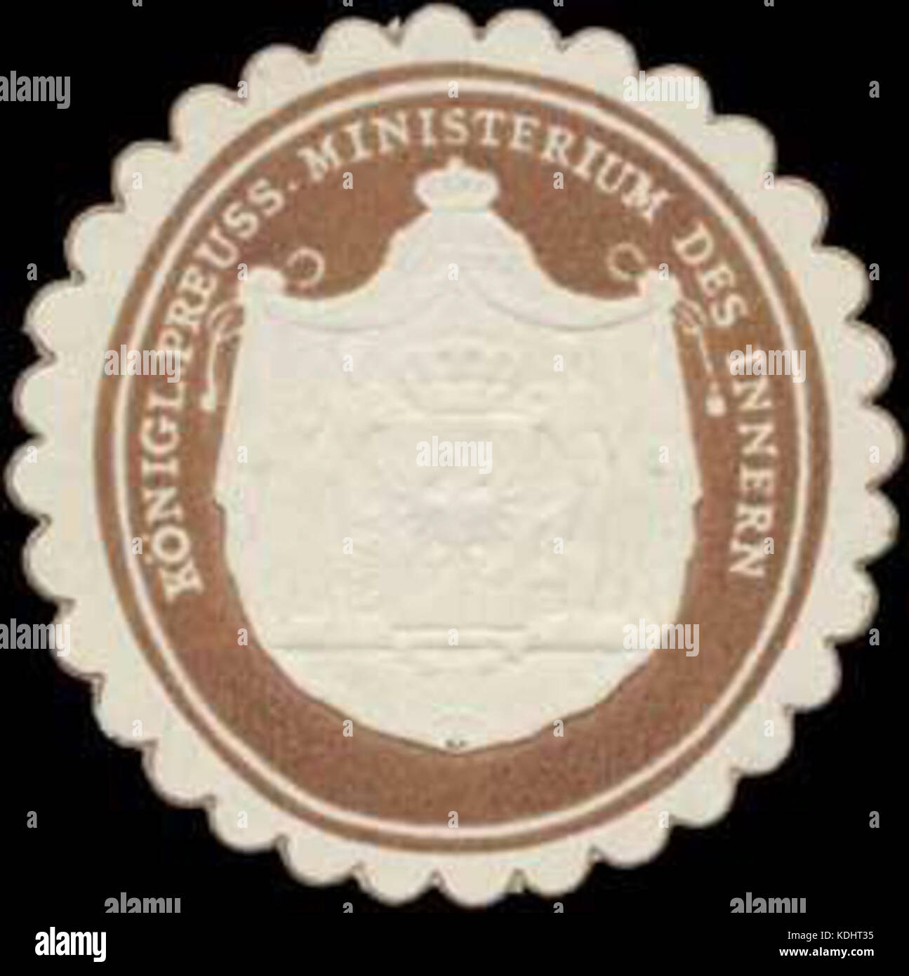 Siegelmarke K.Pr. Ministerium des Innern W0381141 Foto Stock
