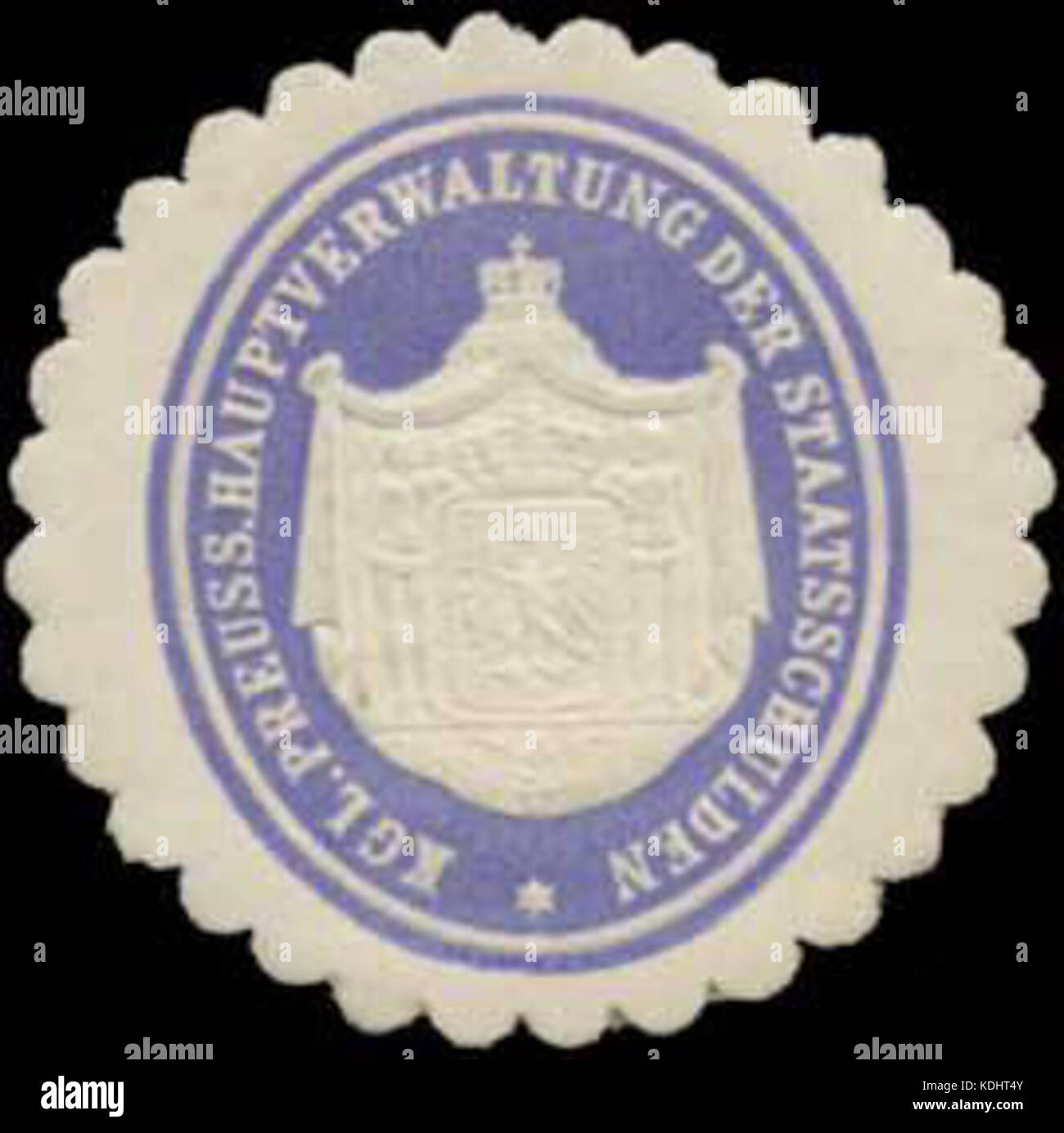 Siegelmarke K.Pr. Hauptverwaltung der Staatsschulden W0381834 Foto Stock