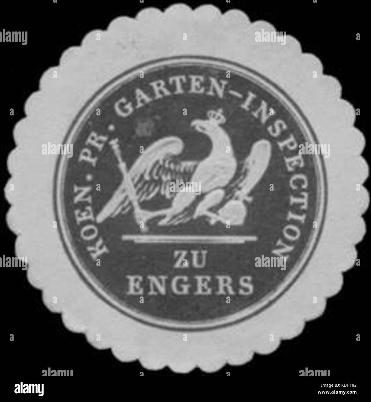 Siegelmarke K.Pr. Ispezione Garten zu Engers W0382052 Foto Stock