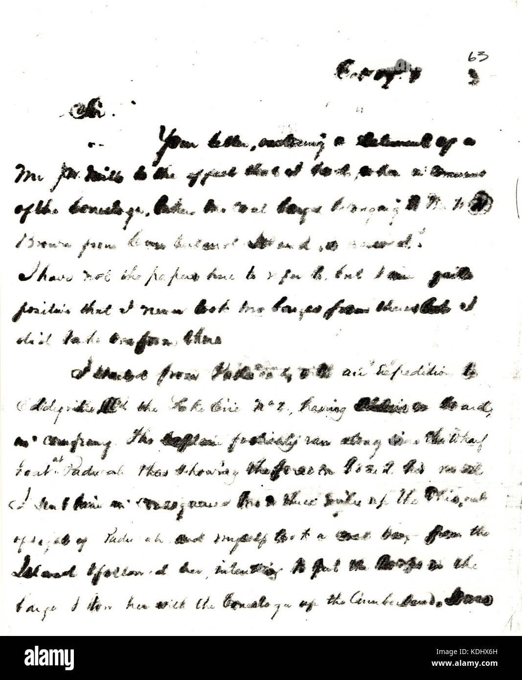 Fotocopia della lettera da Seth Ledyard Phelps James A. Noyes., 1863 Foto Stock