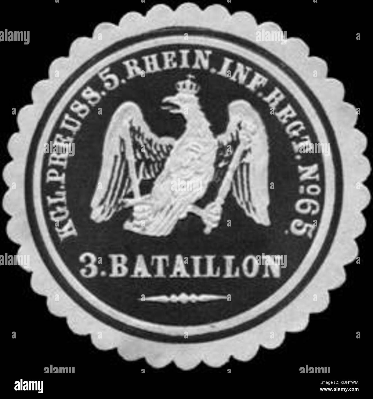 Siegelmarke K.Pr. 5. Rheinisches Infanterie Regiment No. 65 3. Battaglione W0283706 Foto Stock