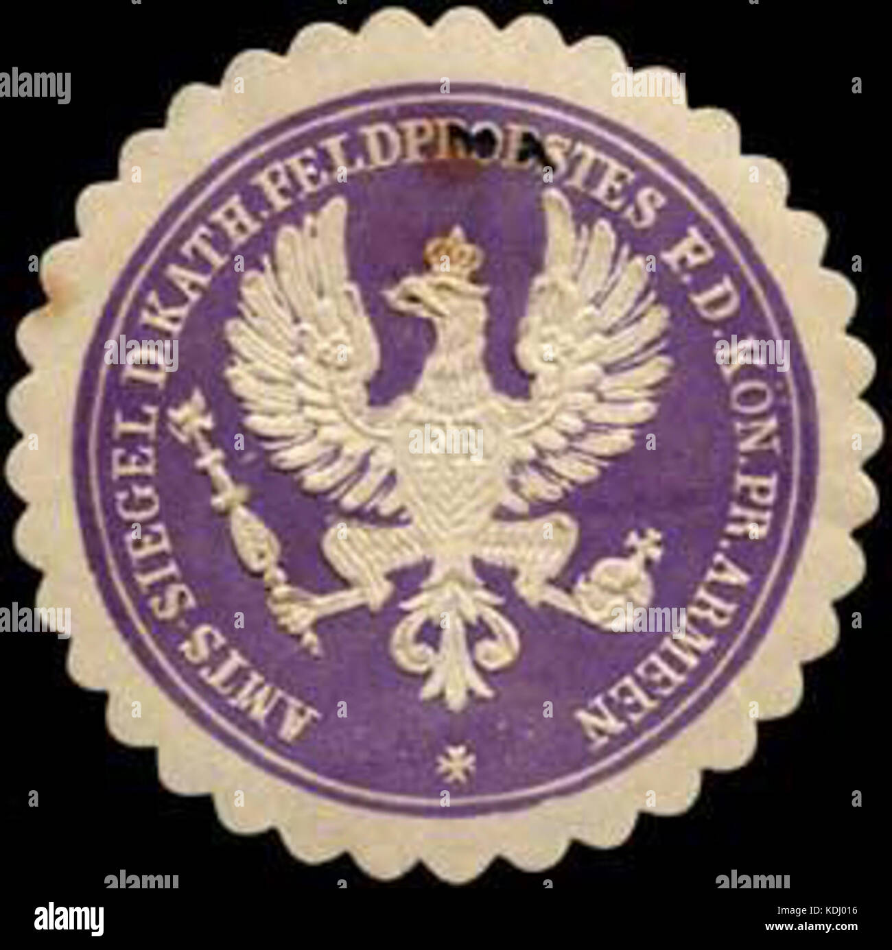 Siegelmarke Amts Siegel des katholischen Feldprobstes f. d. K. Pr. Armeen W0285444 Foto Stock