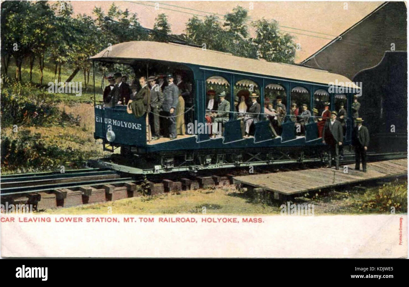 Montare Tom Railroad auto lasciando la stazione inferiore cartolina Foto Stock