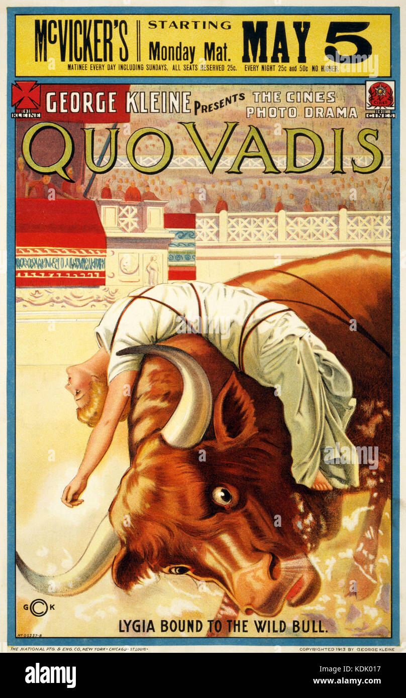 Quo Vadis, Lygia legato al wild bull, poster, 1913 Foto Stock