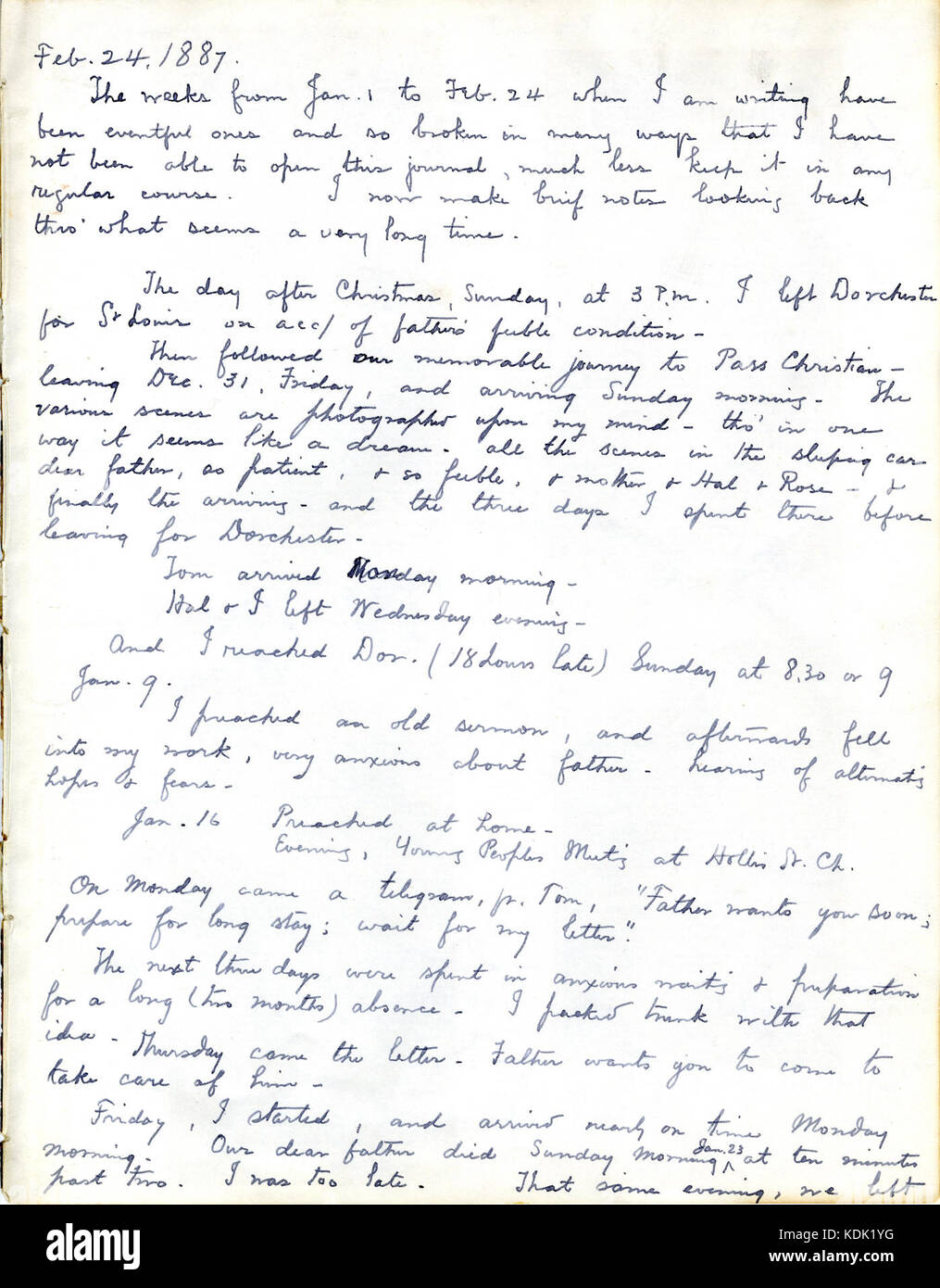 Pagine da Christopher Eliot's Journal e ritagli di giornale circa la morte di William G. Eliot, 1887 Foto Stock