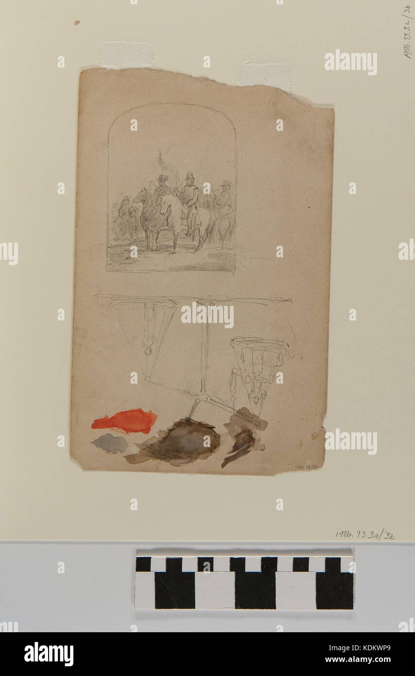 Schizzo preliminare del colonnello Sigel, Generale Fremont e capitano Blandowski a cavallo Foto Stock