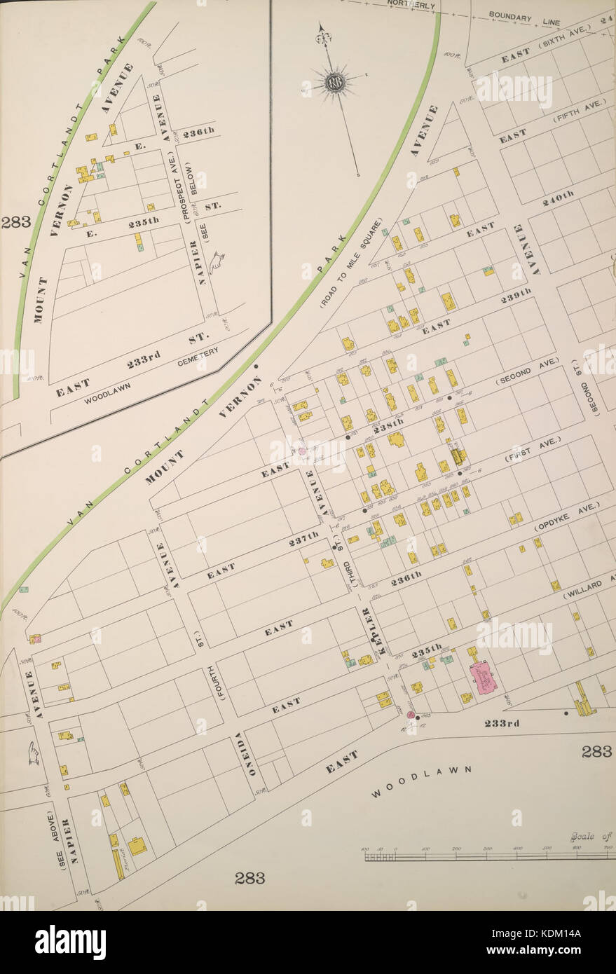 Sanborn Bronx V. 12 piastra 284 (metà sinistra) publ. 1896 Foto Stock