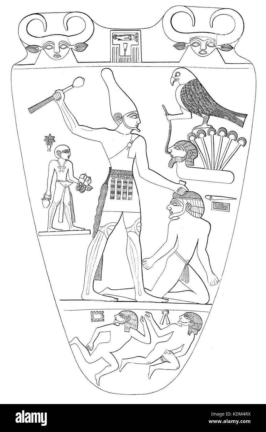 Tavolozza di Narmer recto, Foto Stock
