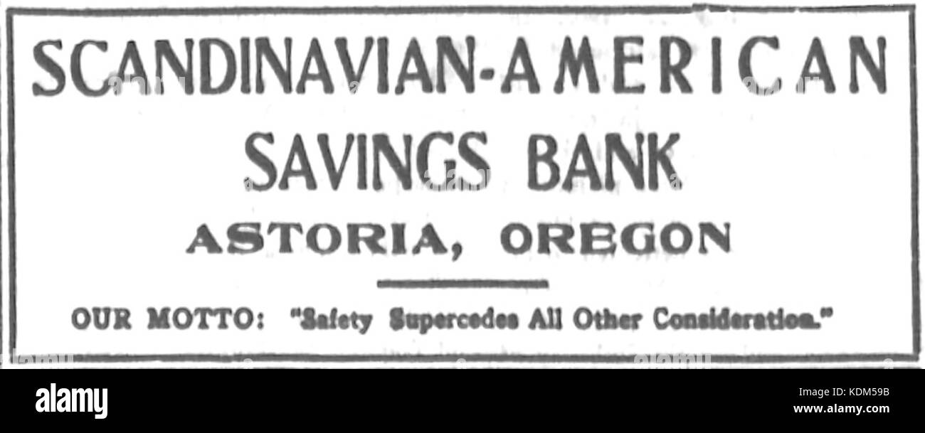 Una pubblicità per il risparmio scandinavo americano, datata 24 febbraio 1909, che promuoveva i suoi servizi finanziari alla comunità scandinavo-americana. Foto Stock