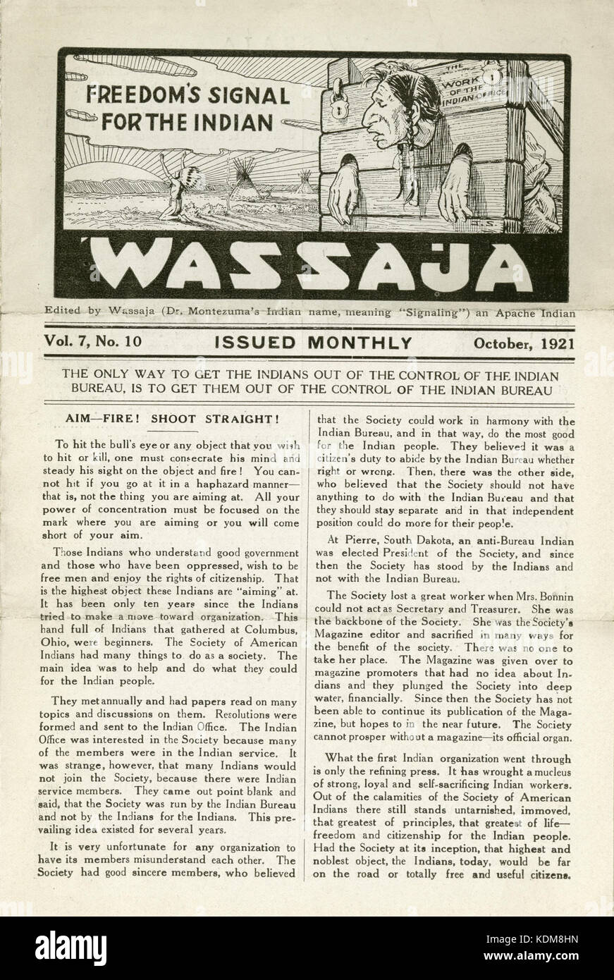 Problema ofWassaja, Vol. 7, n. 10, Ottobre 1921 Foto Stock