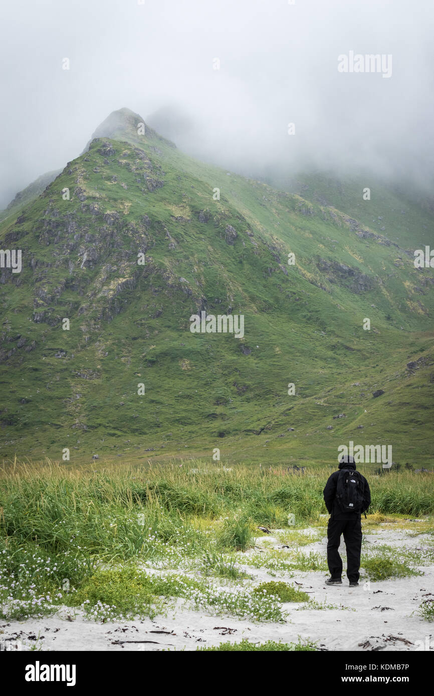 Il camminatore solitario in montagna Foto stock - Alamy