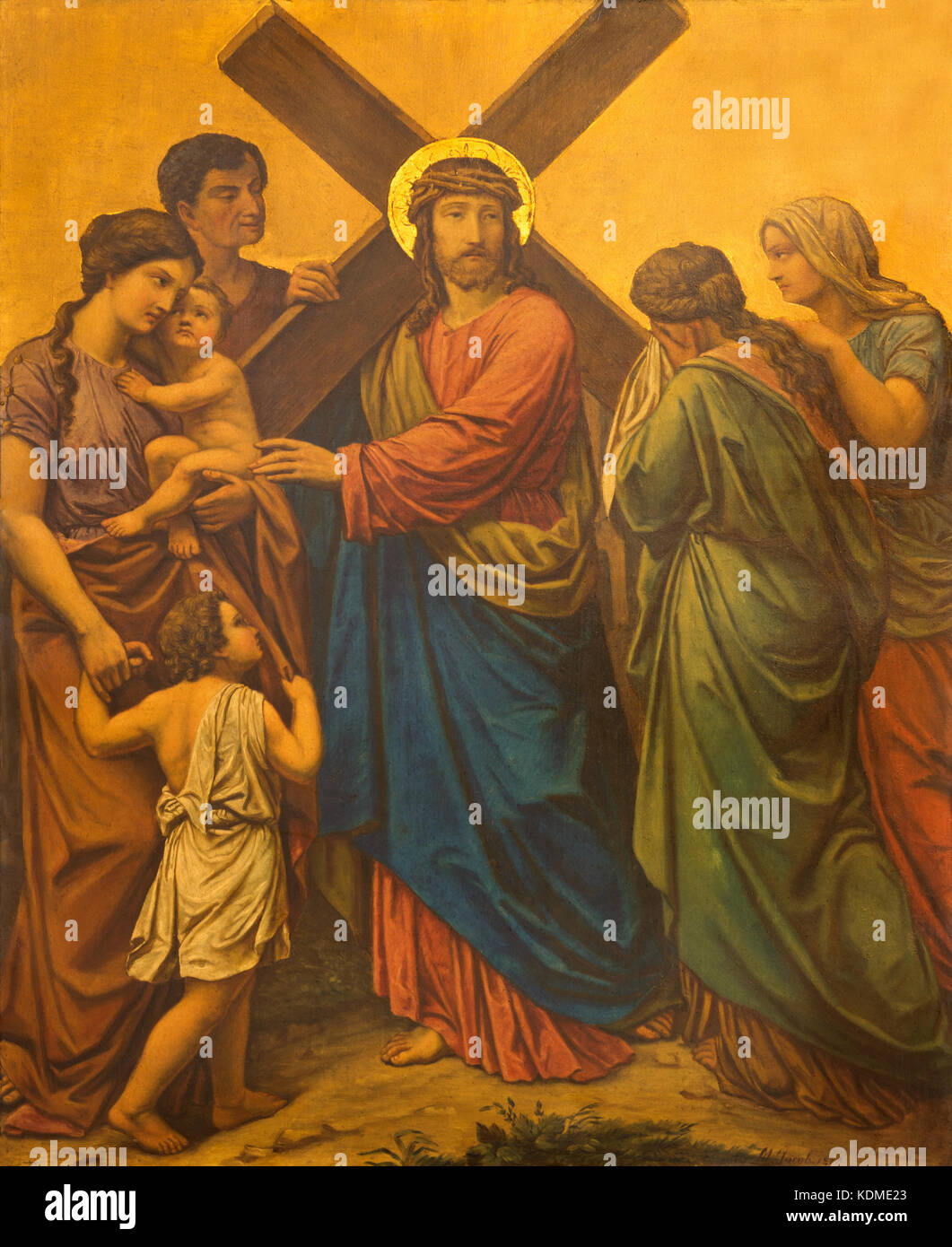 Londra, Gran Bretagna - 17 settembre 2017: il dipinto Gesù incontra le donne di Gerusalemme come la stazione della croce Foto Stock
