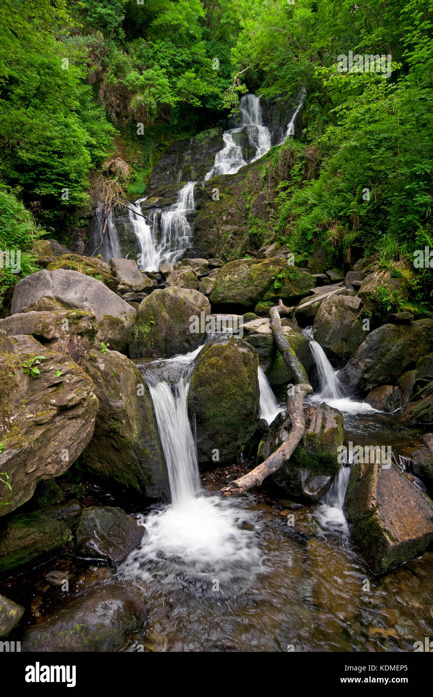 Cascata Torc, Parco Nazionale di Killarney, nella contea di Kerry, Irlanda Foto Stock
