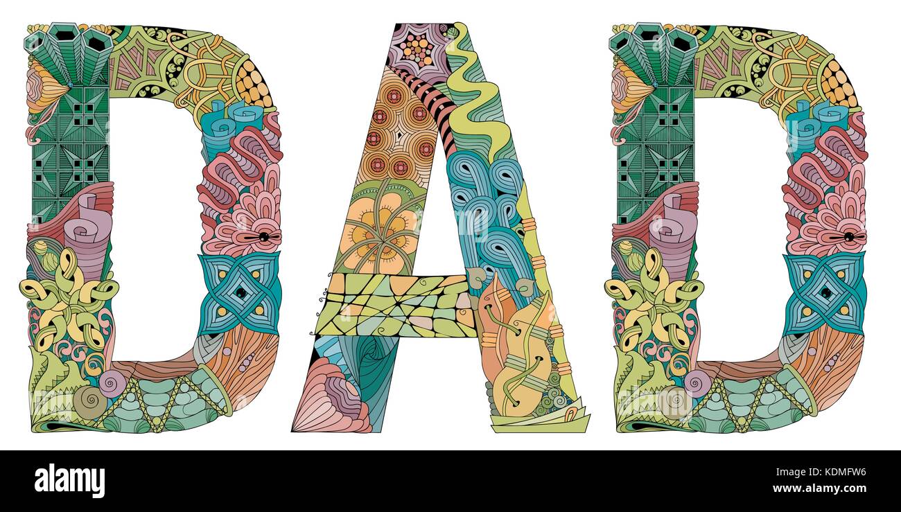 Parola papà. vettore zentangle decorativo oggetto Illustrazione Vettoriale