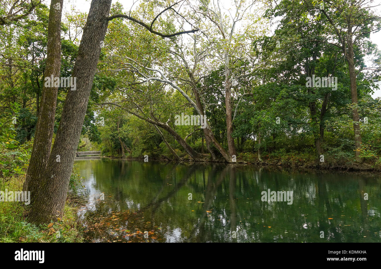 Bushkill Creek presso l'Easton, Lehigh Valley, Pennsylvania, Stati Uniti. Foto Stock