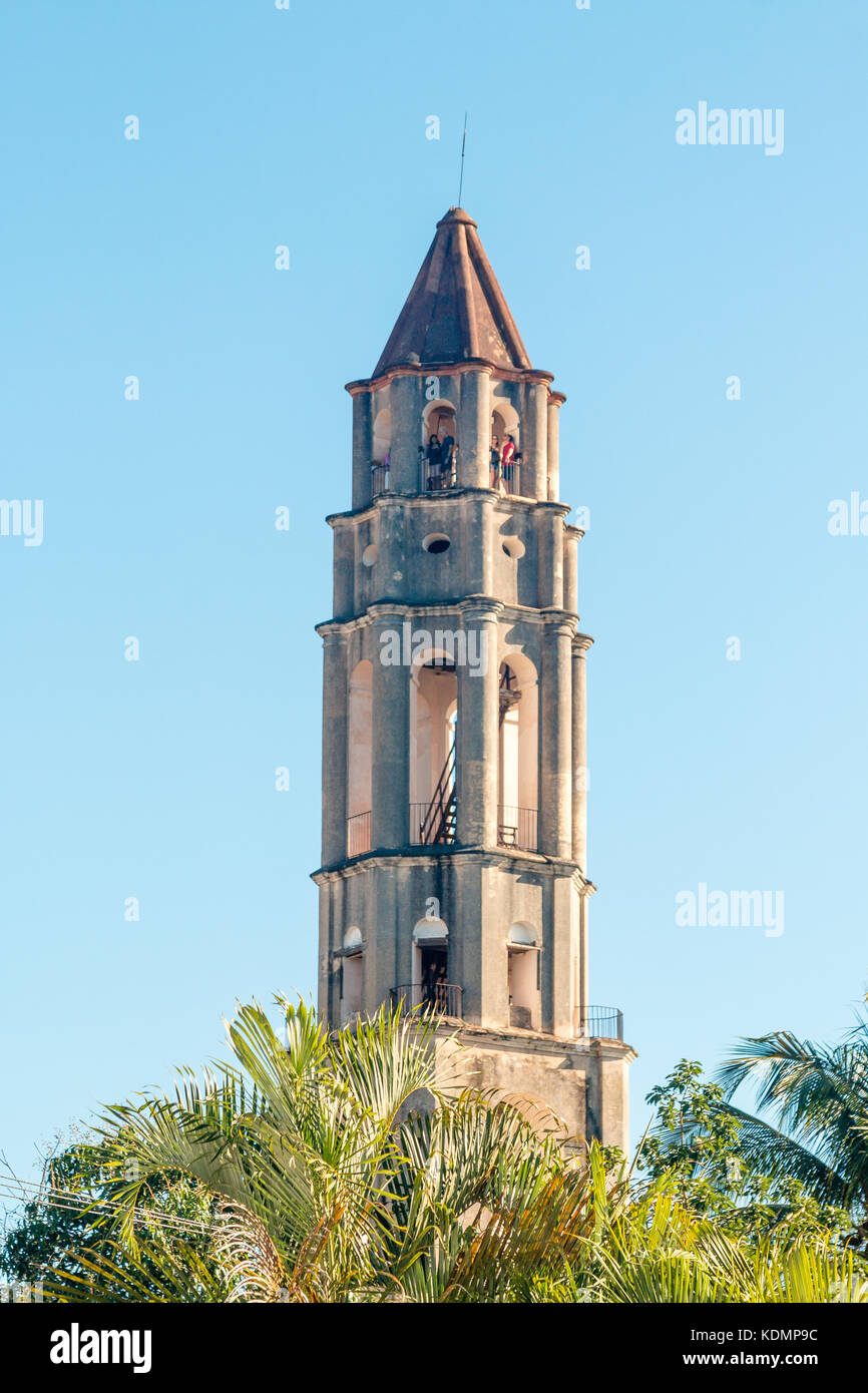 Il Manaca Iznaga torre , un vecchio schiavo lookout a Cuba la storica i campi di zucchero di canna, la Valle de los Ingenios, Trinidad, Cuba, dei Caraibi Foto Stock
