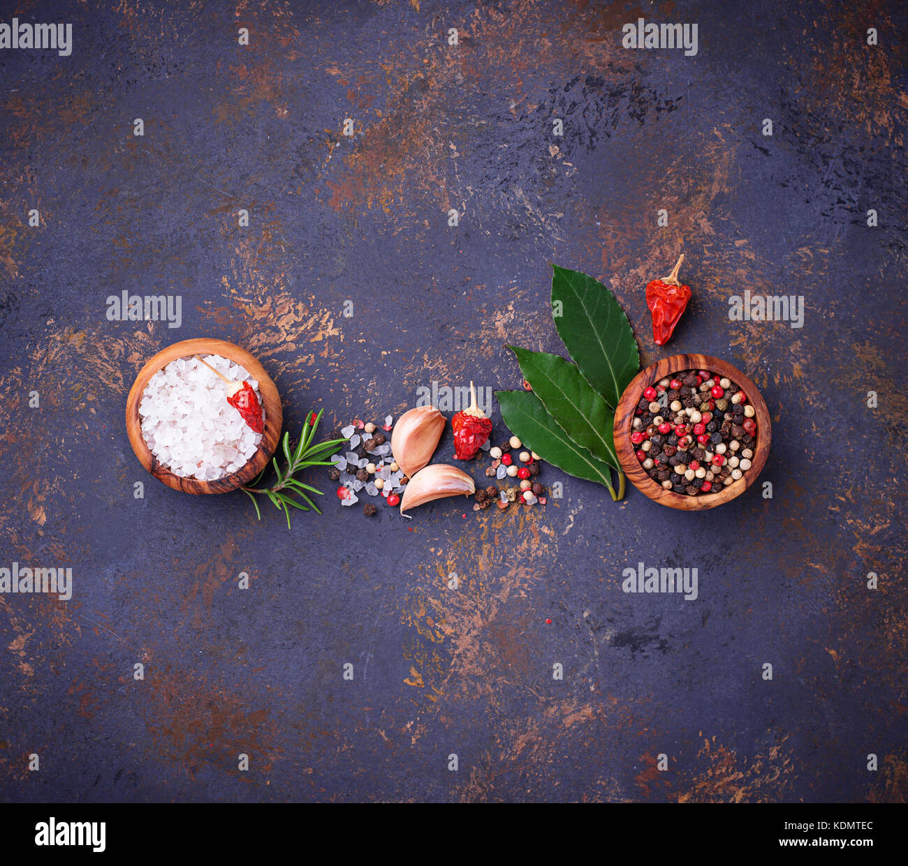 Erbe e spezie. sfondo culinario Foto Stock