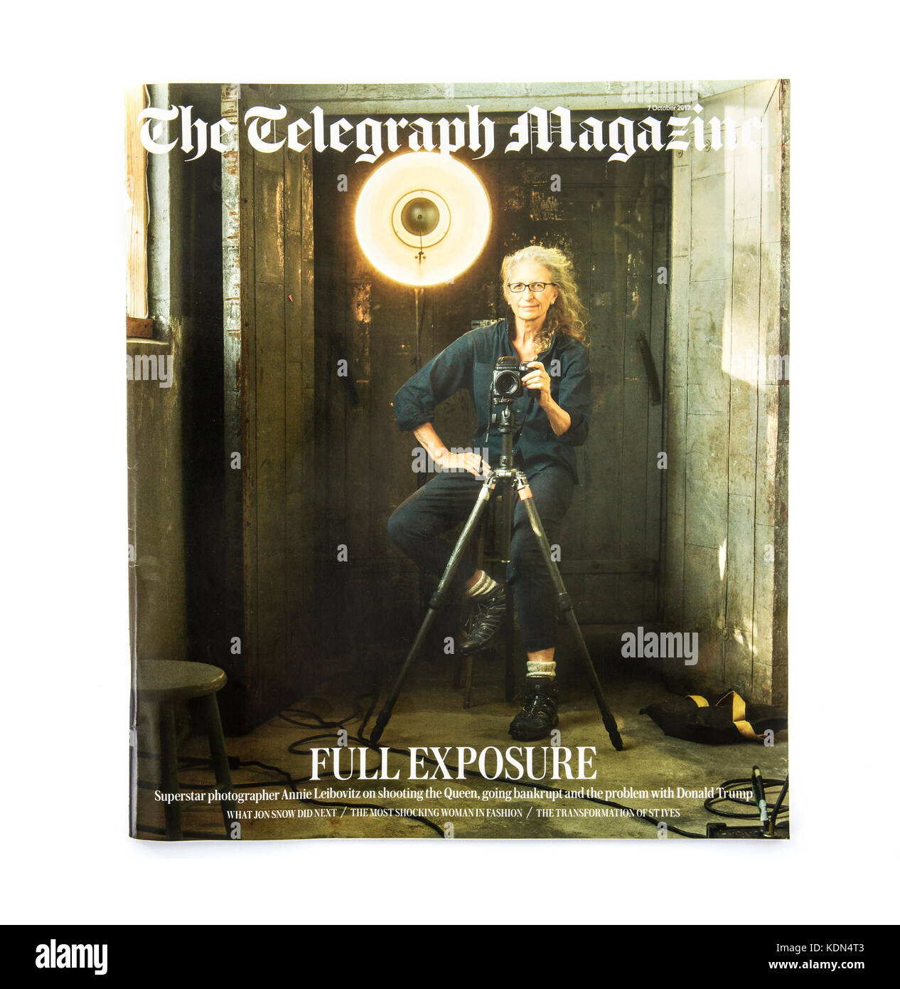 Swindon, Regno Unito - 7 ottobre 2017: il telegrafo rivista completa esposizione con Annie Leibovitz Foto Stock