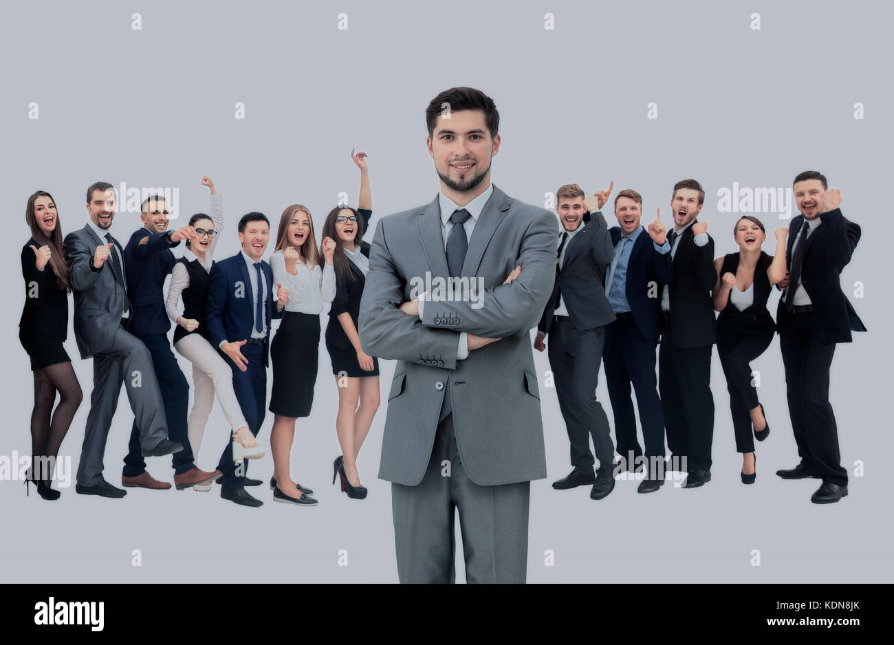 Happy business di successo team isolati su sfondo bianco Foto Stock