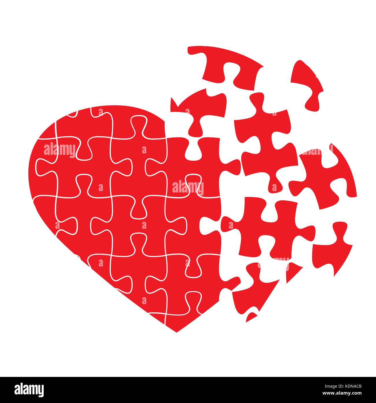Rotto cuore puzzle, isolato su bianco, illustrazione vettoriale Illustrazione Vettoriale
