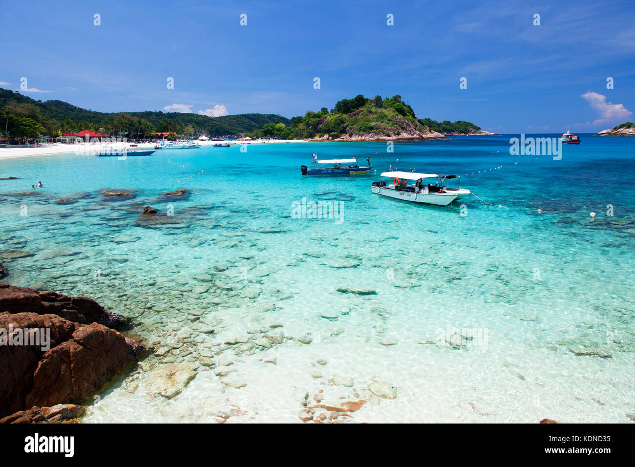 Una spiaggia di sabbia bianca su Redang Island, Malaysia Foto Stock