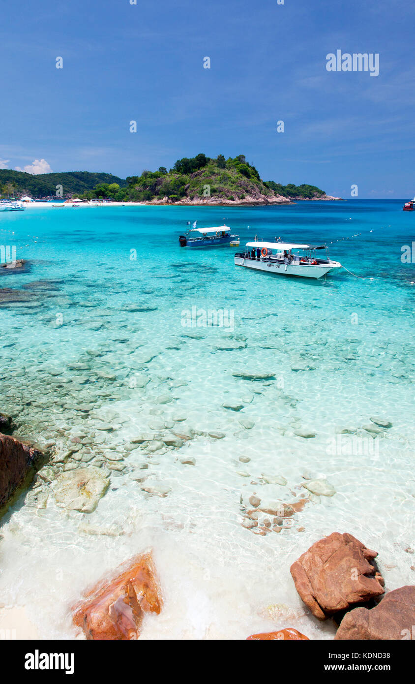 Una spiaggia di sabbia bianca su Redang Island, Malaysia Foto Stock