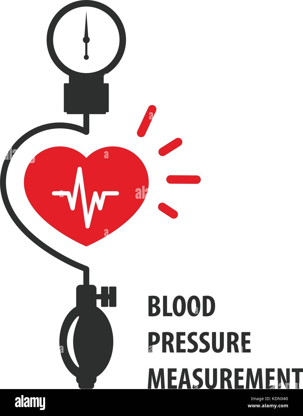 La misurazione della pressione sanguigna icona - cuore e dello sfigmomanometro Illustrazione Vettoriale