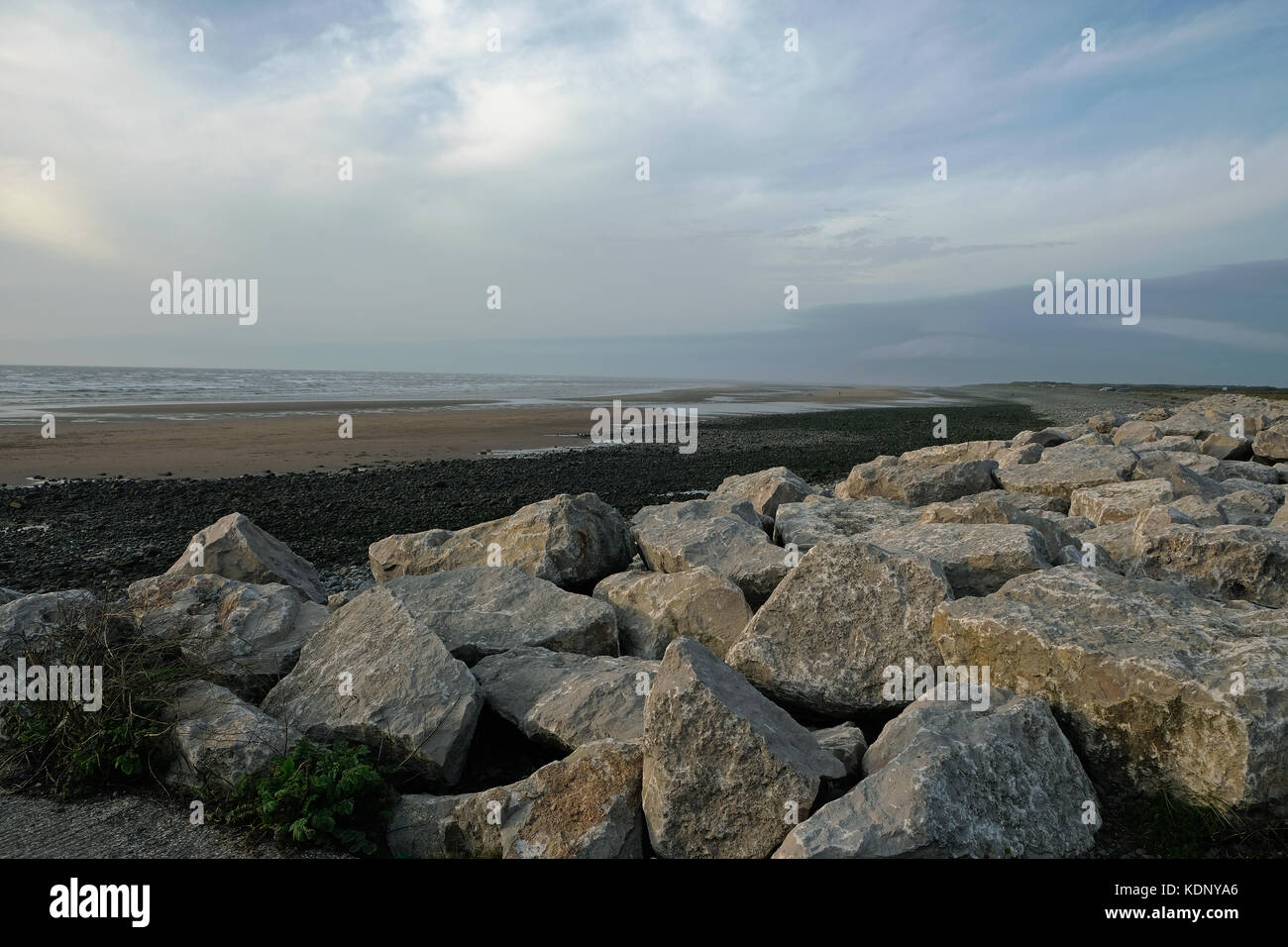 Le difese del mare, walney island, vicino a Barrow-in-furness cumbria Foto Stock
