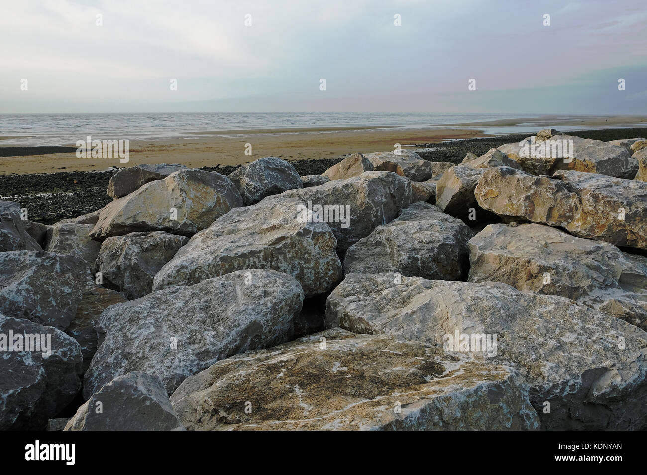 Le difese del mare, walney island, vicino a Barrow-in-furness cumbria Foto Stock