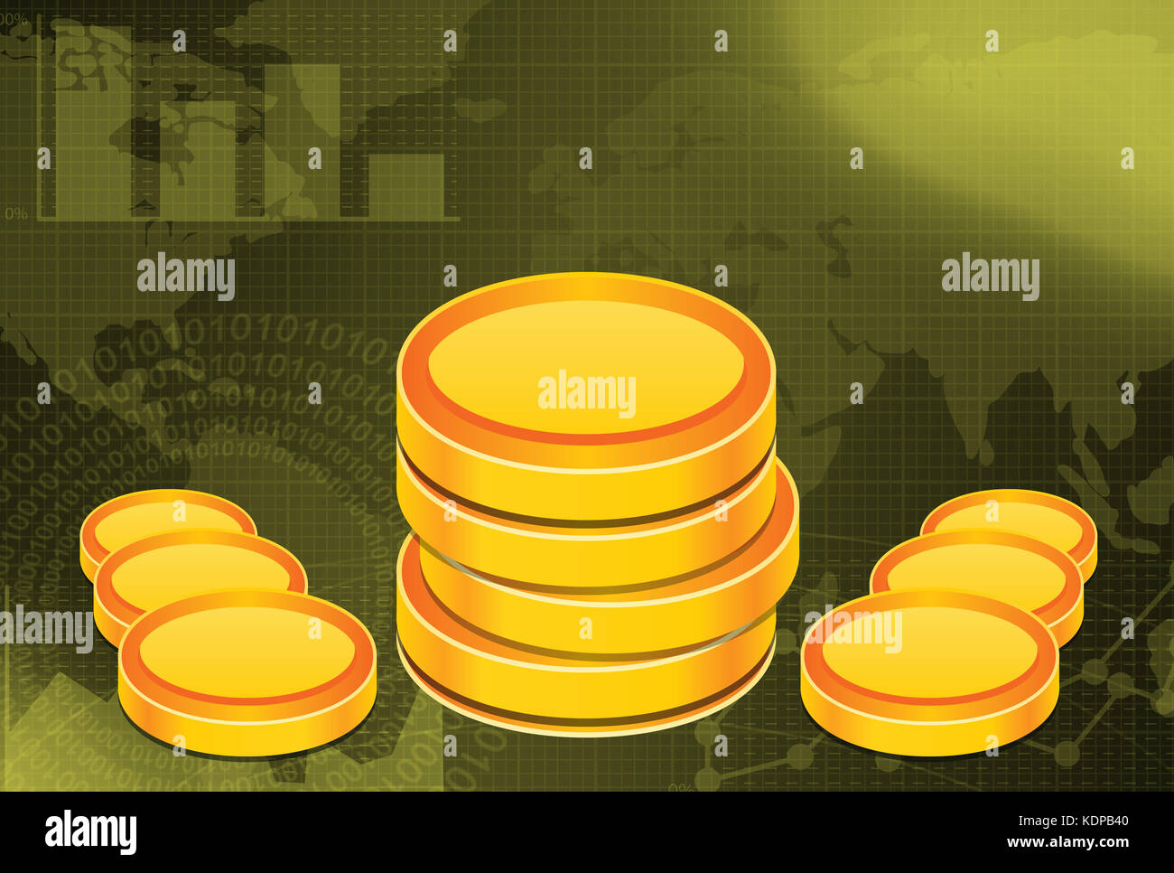 Affari e finanza sfondo con monete d'oro. Foto Stock