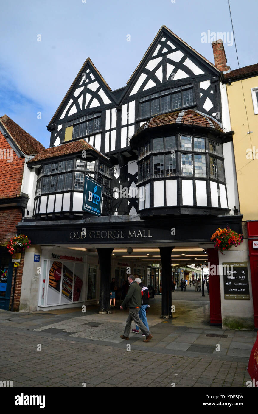 Vista del centro di Salisbury, Wiltshire, Regno Unito. Vie dello shopping Foto Stock