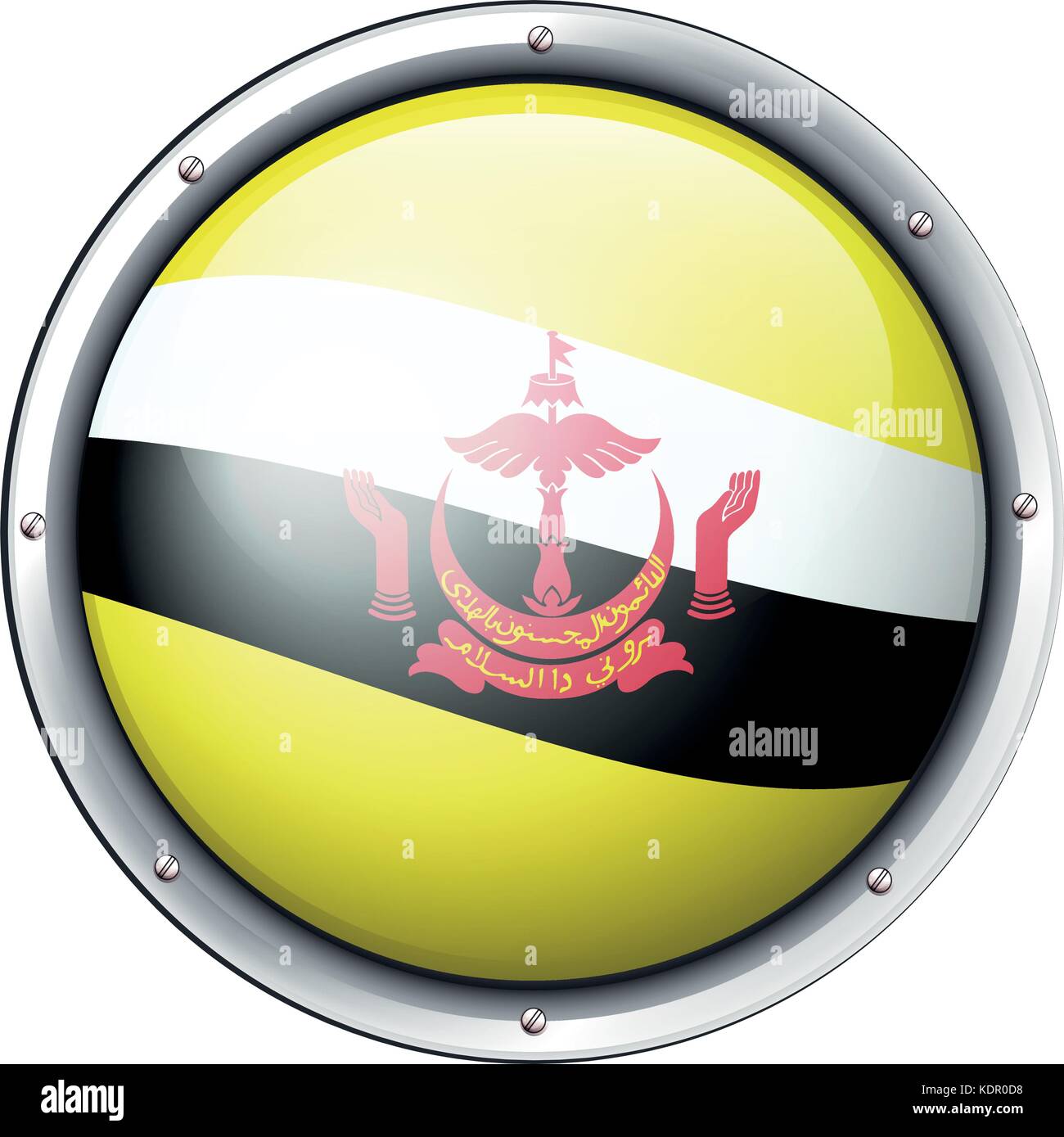 Brunei bandiera design sul round illustrazione di badge Illustrazione Vettoriale