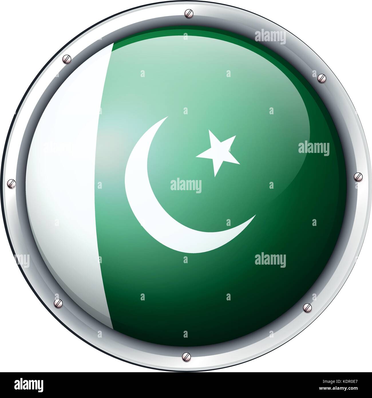 Il pakistan bandiera sul round illustrazione di badge Illustrazione Vettoriale