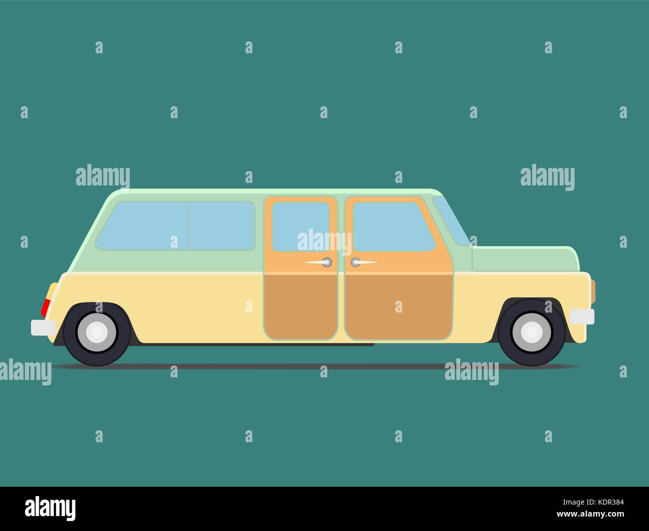 Illustrazione vettoriale di un viaggio retrò van Illustrazione Vettoriale