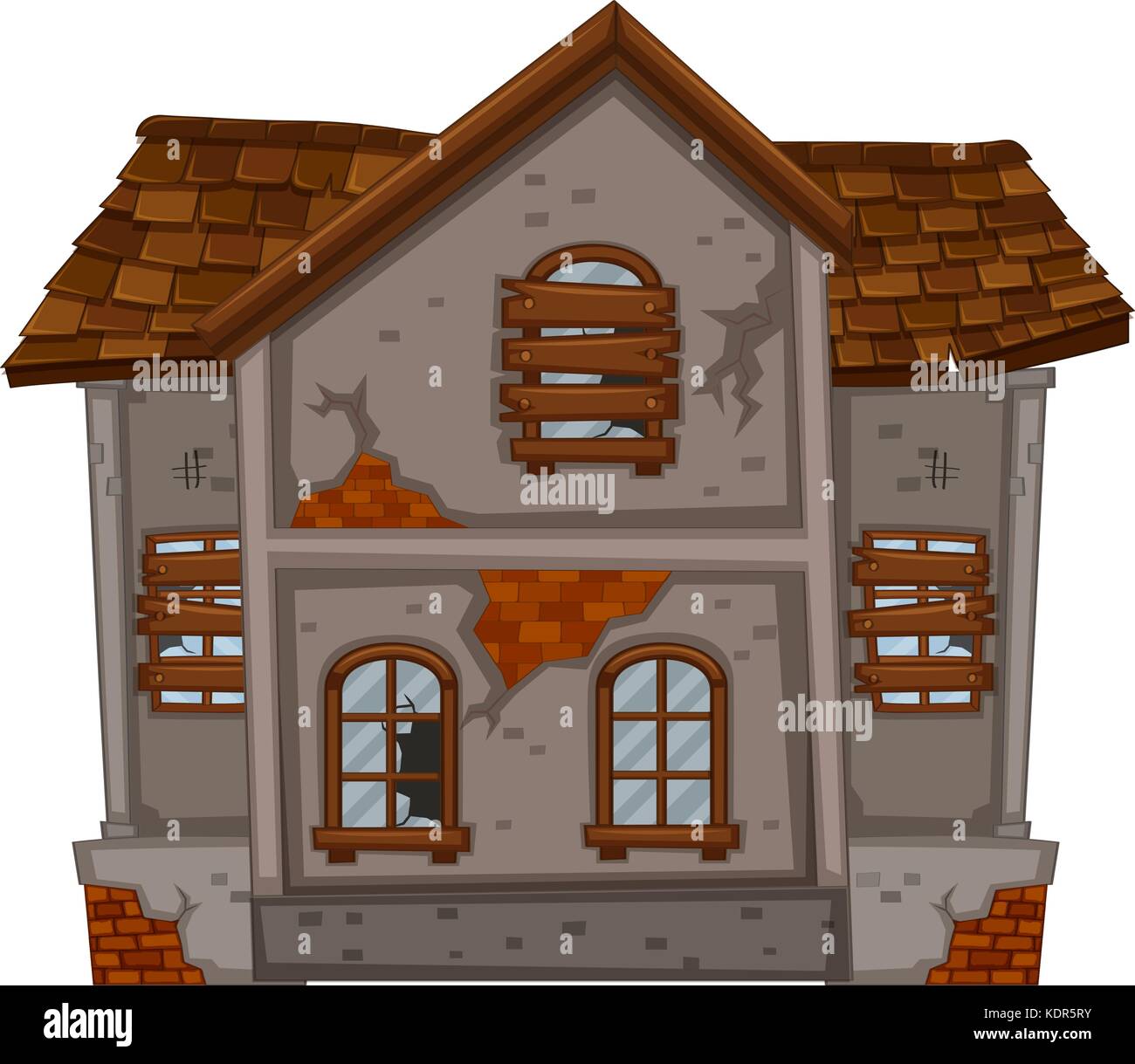 Brickhouse con rovinato illustrazione di windows Illustrazione Vettoriale