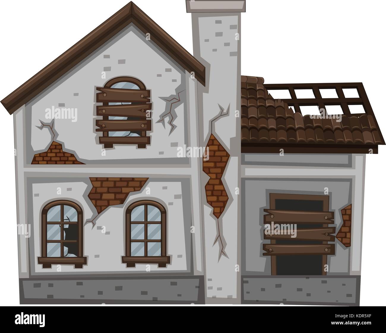 Grigio casa con pareti in rovina illustrazione Illustrazione Vettoriale