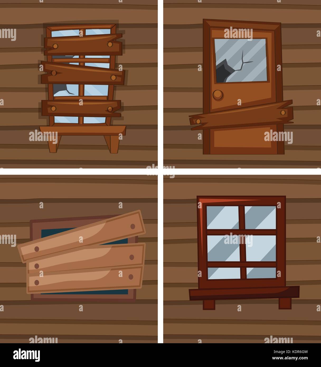 Differenti condizioni di illustrazione di windows Illustrazione Vettoriale