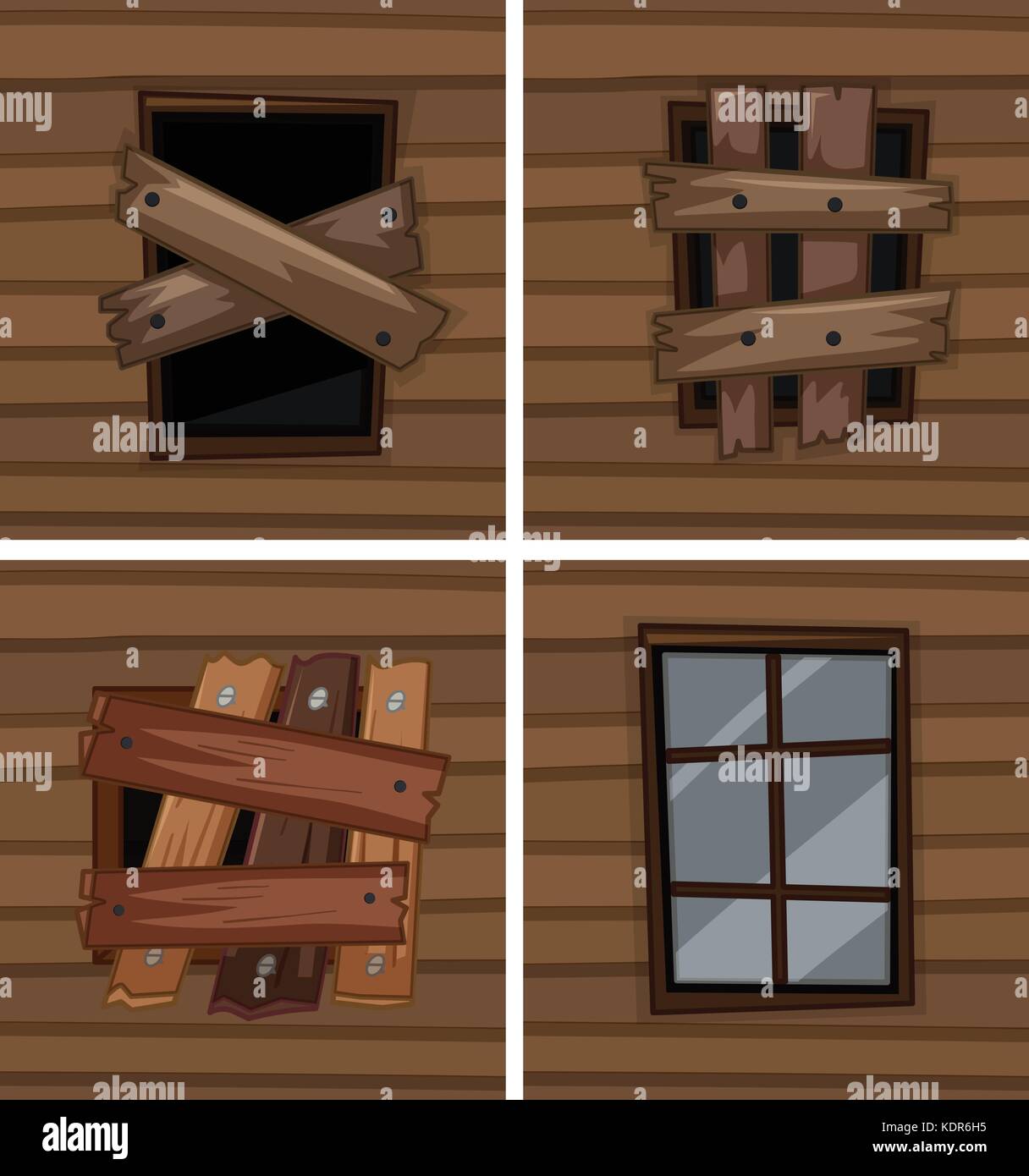 Windows con buone e cattive condizioni illustrazione Illustrazione Vettoriale