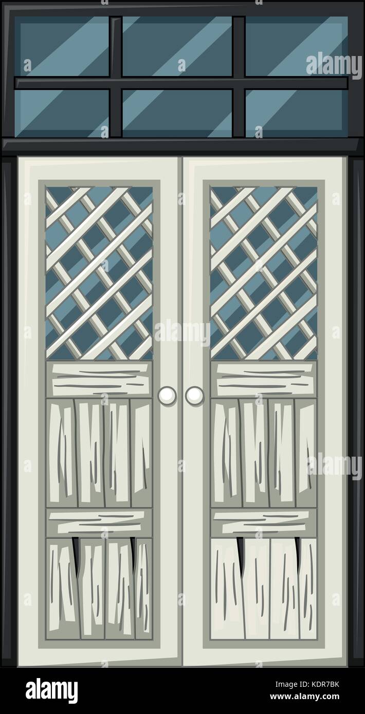 Porta bianca in cattive condizioni illustrazione Illustrazione Vettoriale