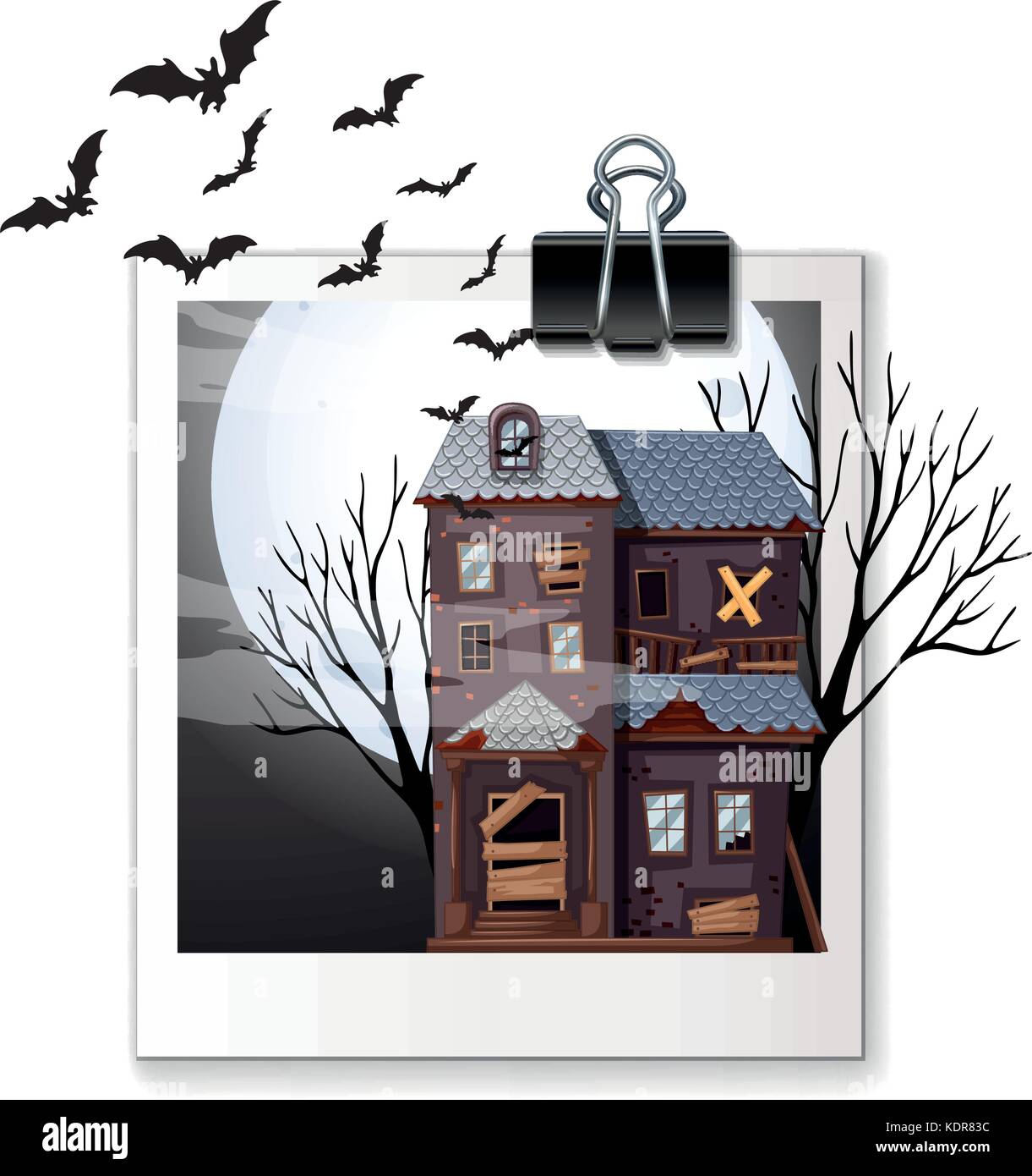 Foto di Haunted House di notte illustrazione Illustrazione Vettoriale
