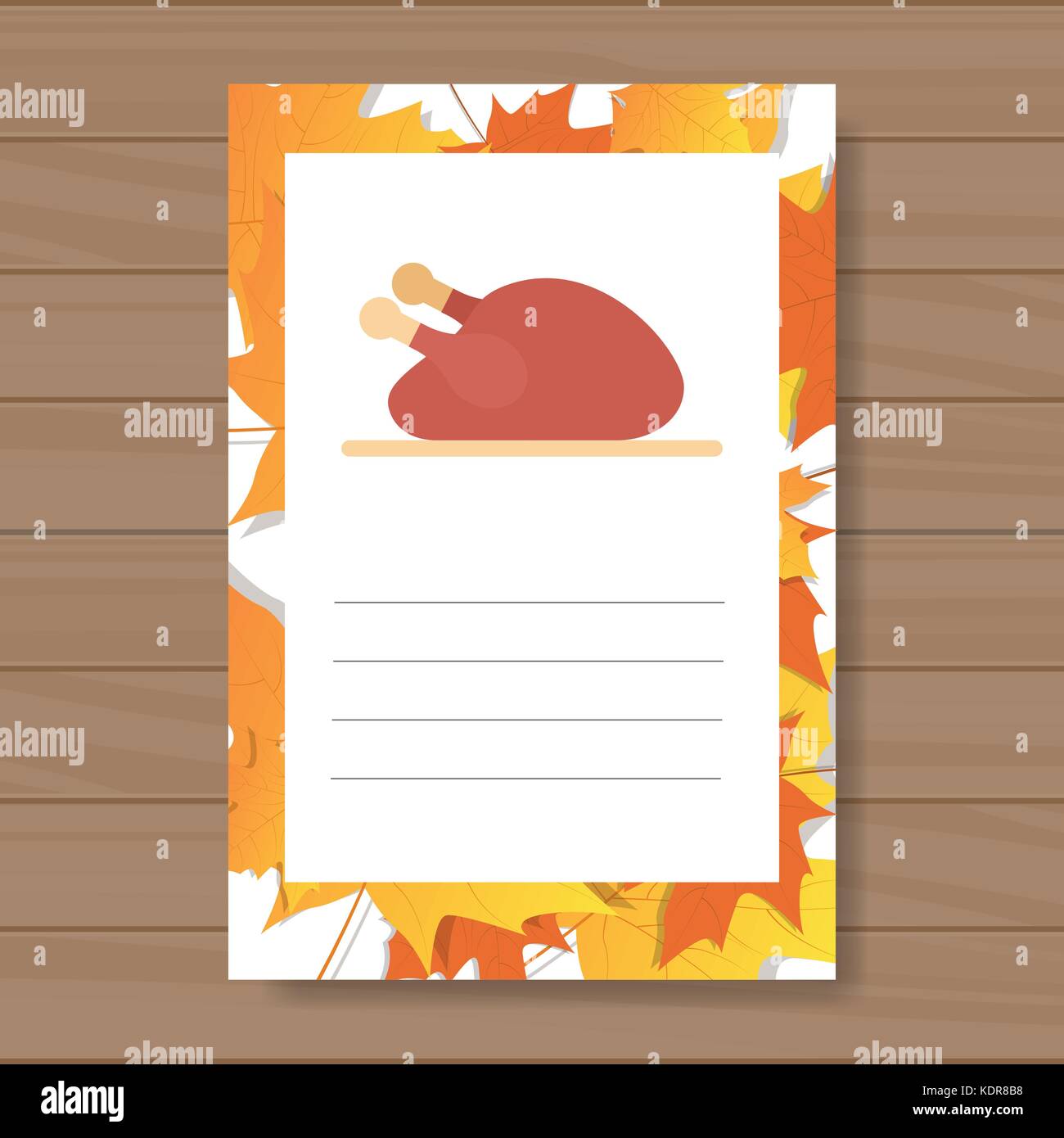 Felice giorno del ringraziamento logo autunno vendemmia tradizionale messaggio di saluto festivo scheda su sfondo di legno Illustrazione Vettoriale