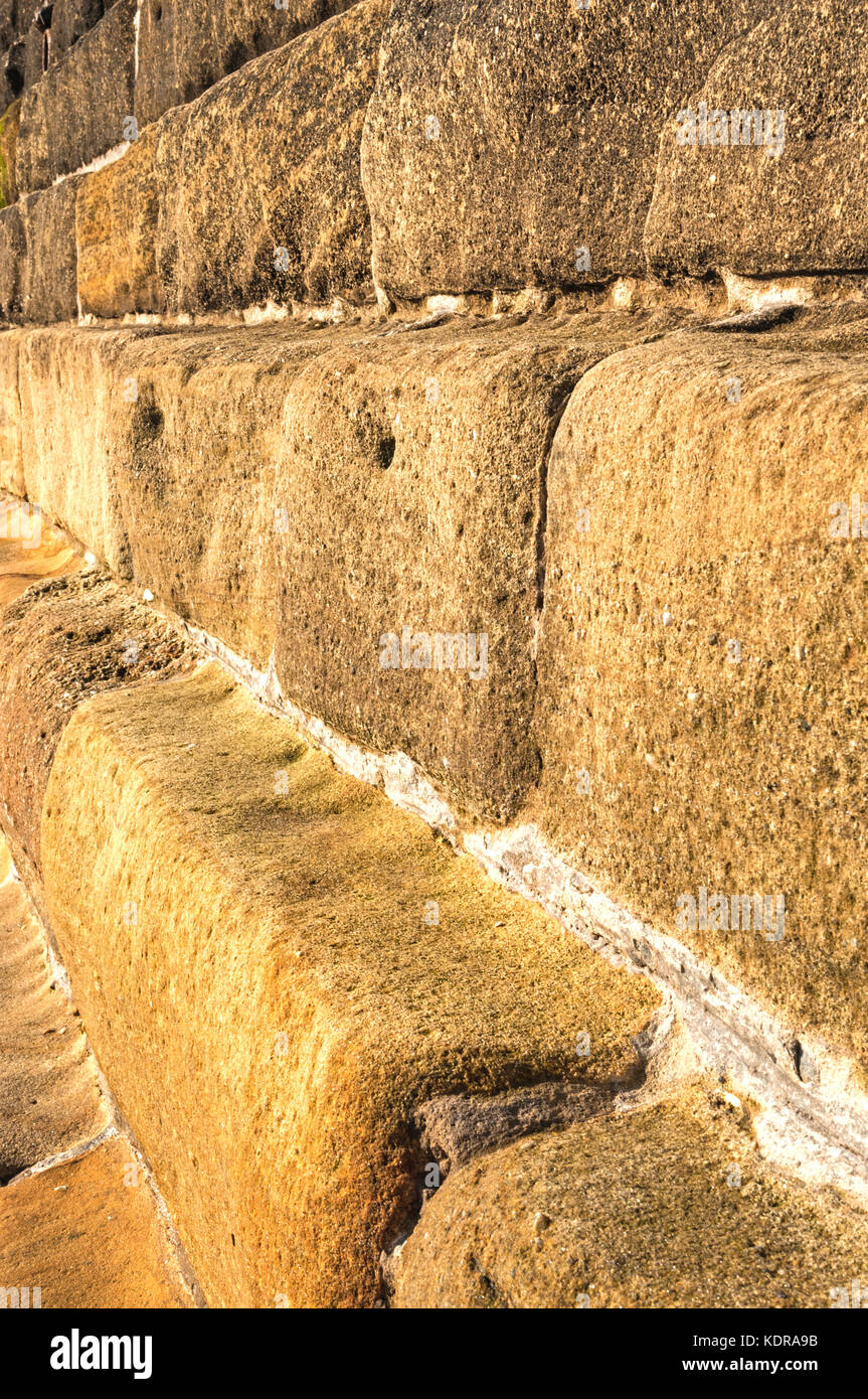 Muro di arenaria, Difesa del mare Foto Stock