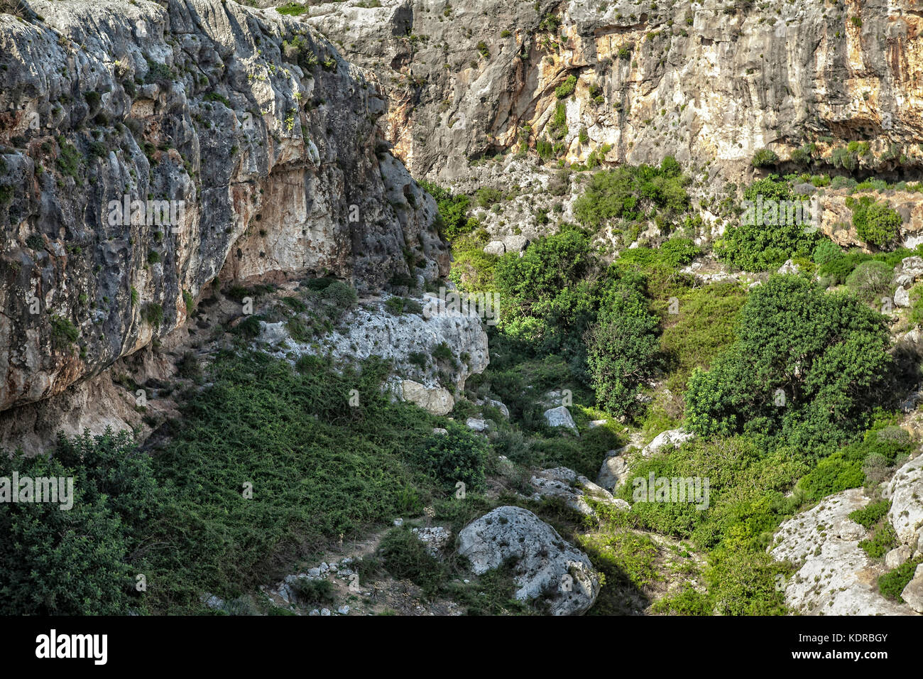 La valle che conduce a Mgarr ix-Xini a Gozo è uno dei più belli sulle isole maltesi. Foto Stock